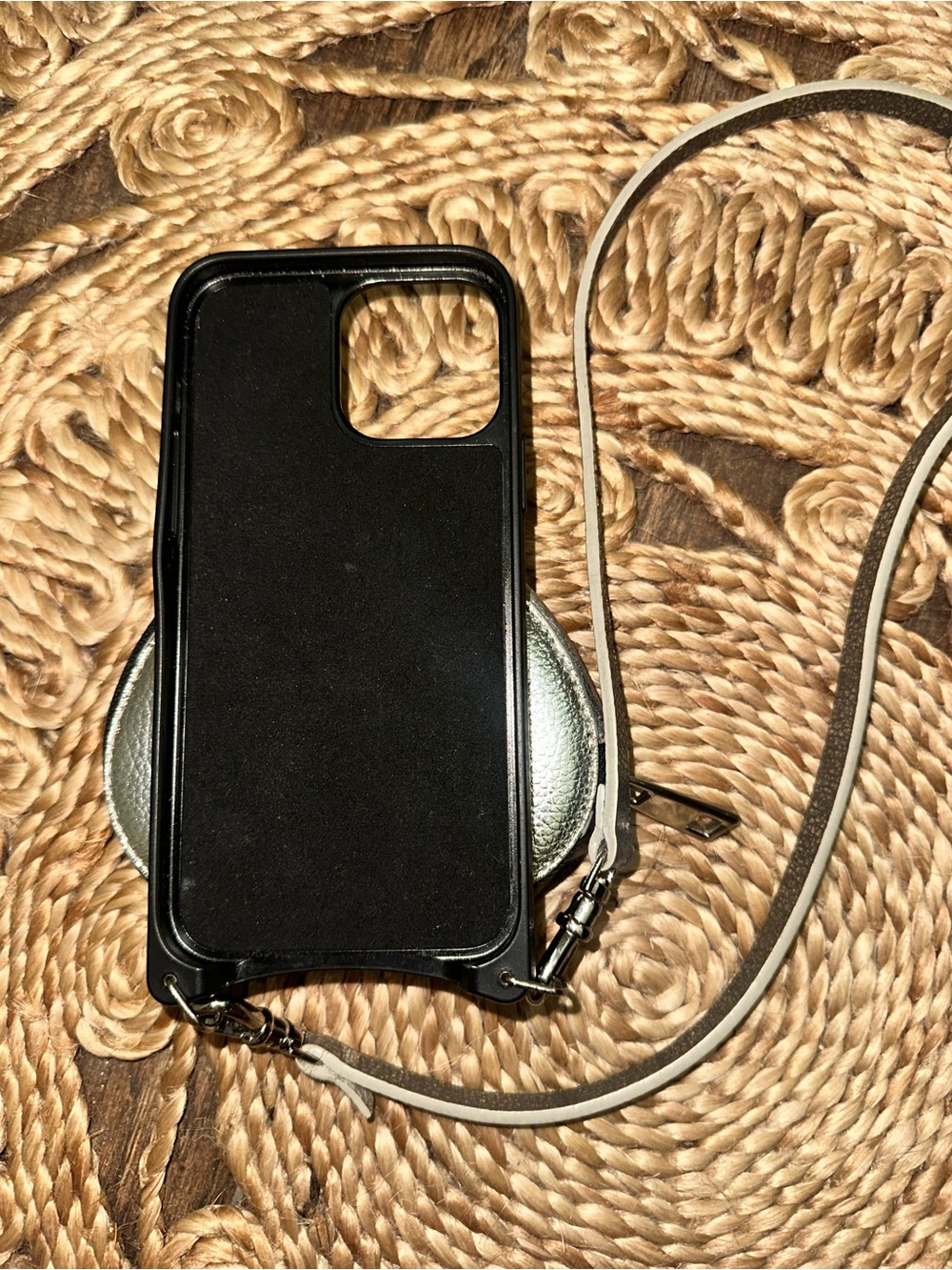 Bandolier iPhone 13 Pro Max Crossbody Case Silver Heart Coin Purse Strap - Picture 4 of 12